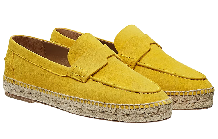 Lookbook HERMES 愛馬仕 絨面山羊皮 草編平底鞋 女款 黃色