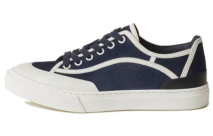 (W) HERMES Suede Goatskin Low-Top Lace-Up 'Blue White Fashion'