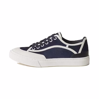 (W) HERMES Suede Goatskin Low-Top Lace-Up 'Blue White Fashion'