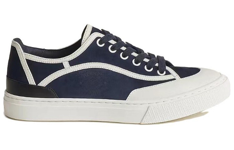 (W) HERMES Suede Goatskin Low-Top Lace-Up 'Blue White Fashion' 圖 2