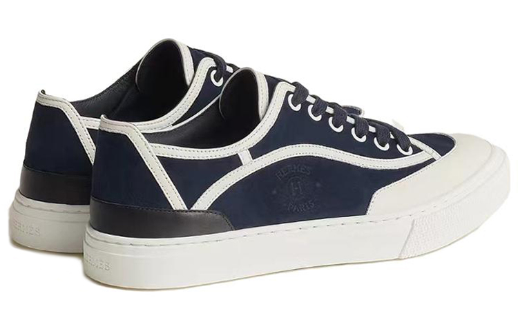 (W) HERMES Suede Goatskin Low-Top Lace-Up 'Blue White Fashion' 圖 5