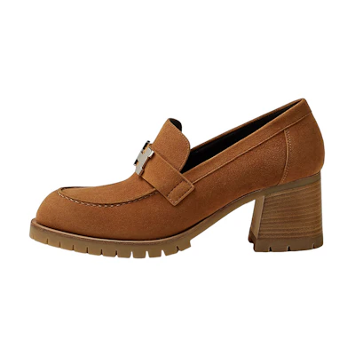(W) HERMES Suede High Heel 'Fashion Chunky Brown'