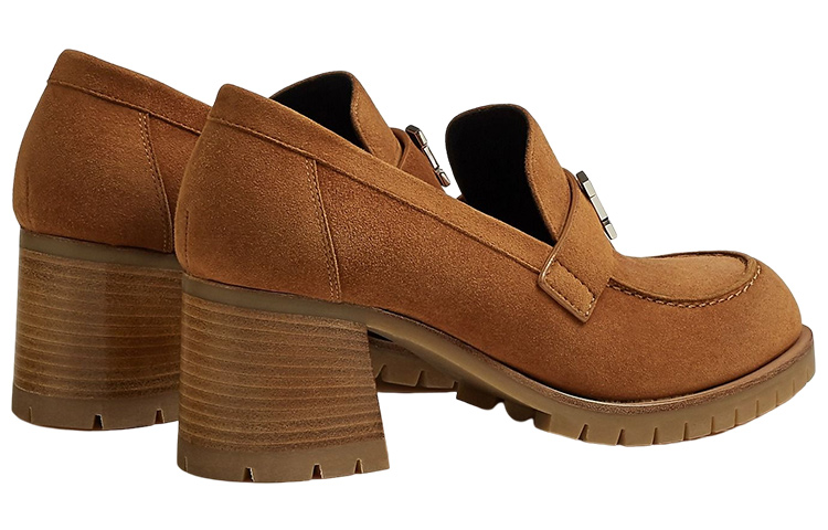 Shop (W) HERMES Suede High Heel 'Fashion Chunky Coklat' H222061Z-A3