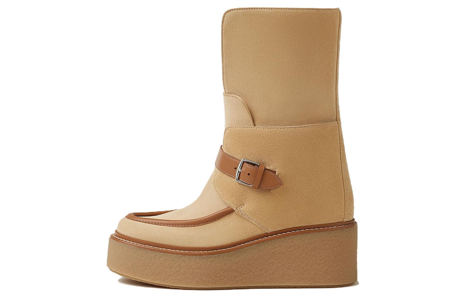 (Women) HERMES Suede Round Toe Booties 'Brown' H232029Z-W4370