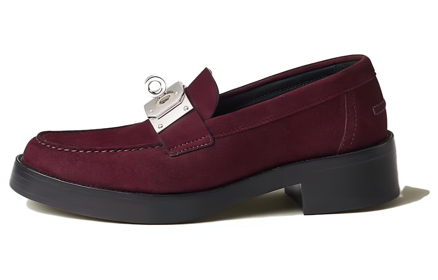 (Women) HERMES Suede Round Toe Loafers 'Mahogany Pink' H232074Z-LP