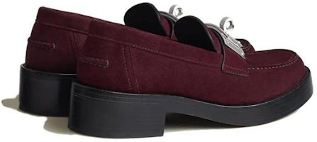 Shop (W) HERMES Kasut Loafer Hujung Bulat Suede 'Mahogany Pink' H232074Z-LP