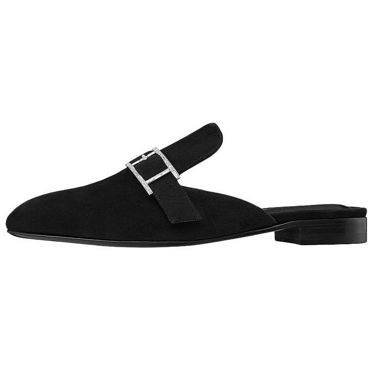 (Women) HERMES Suede Slip-On Round Toe Low-Top 'Fashion Slide Black' H202000Z-02