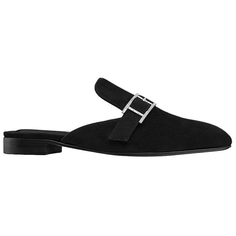 Order (W) HERMES Suède Instapper Lage Schoen ''Fashion Slide Zwart'' H202000Z-02