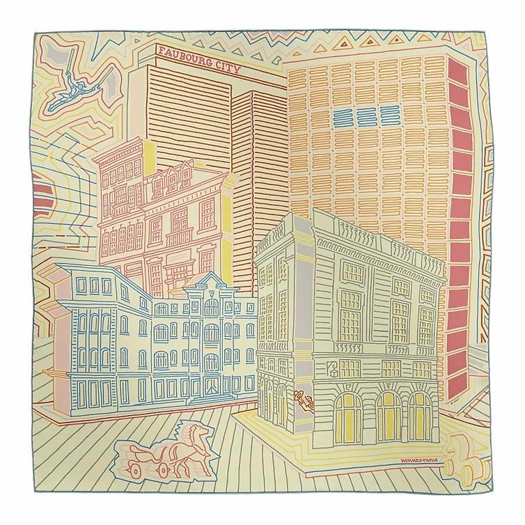 (Women) HERMES Sulfur Yellow City House Design Silk Scarf for Women. H984125Sv03 圖 2
