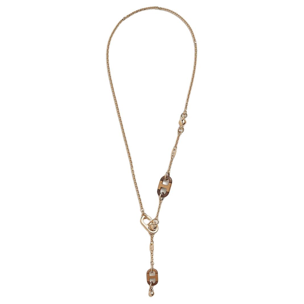 (Women) HERMES Sur Mer Gold Logo Pendant Necklace for Women. H100002FD00