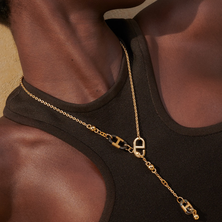 (Women) HERMES Sur Mer Gold Logo Pendant Necklace for Women. H100002FD00 圖 4