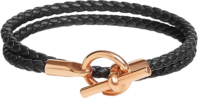 (Women) HERMES Swift Calfskin Glenan Double Tour Bracelet Rose Gold Black H071689FO89T2 Order (Women) HERMES Swift Calfskin Glenan Double Tour Bracelet Rose Gold Black H071689FO89T2