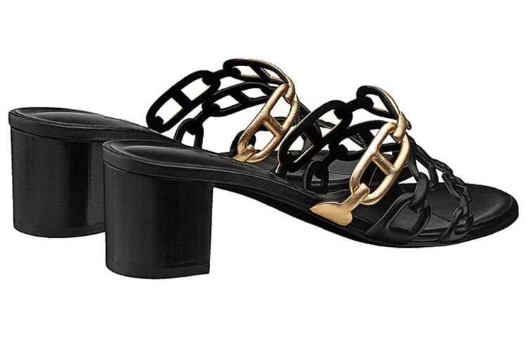 (W) HERMES Tandem High Heel with Chain Strap 'Black Lambskin' 圖 3
