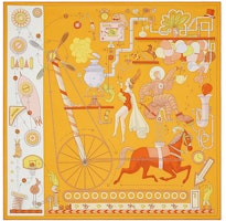 (Women) HERMES Tea for Two Silk Scarf H003968S-10 (Women) HERMES Tea for Two Silk Scarf H003968S-10