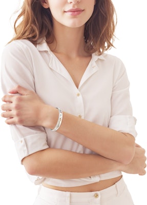 (W) HERMES Gelang Enamel Silver White Print Tea for Two. H210002FPF3 Shop (W) HERMES Gelang Enamel Silver White Print Tea for Two. H210002FPF3