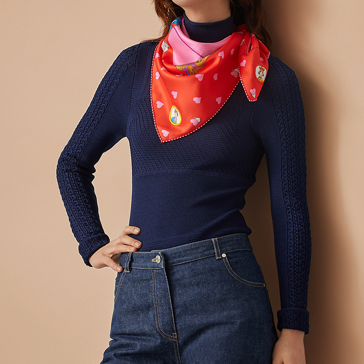 (Women) HERMES Tea Time Medaillons Scarf Red Silk Scarf H943782S-11 圖 3