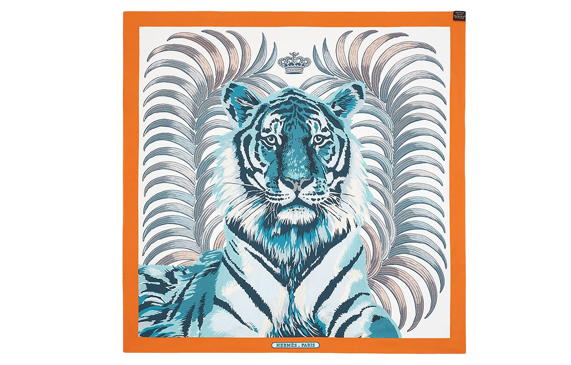 (Women) HERMES Tiger King 90cm Double-Sided Scarf 90x90 Silk Scarf Women Multicolor. H903887S-01 圖 3