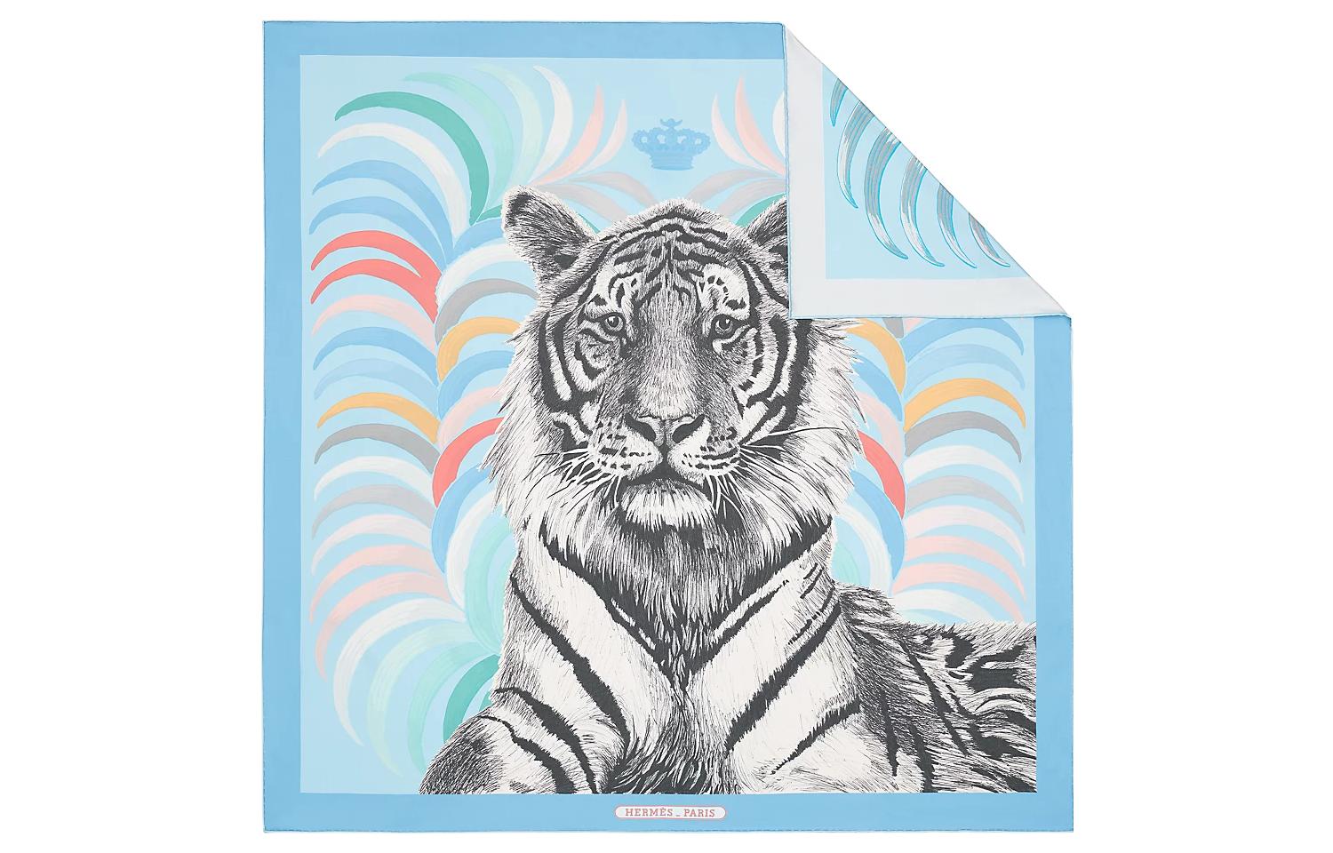 (Women) HERMES Tiger King 90cm Double-Sided Silk Scarf for Women. H903887S-03