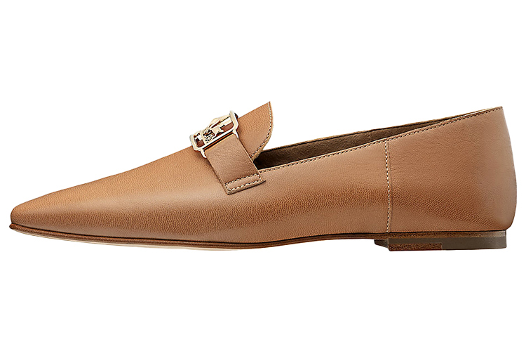 (Women) HERMES Time 'Metallic Goat Leather Loafer Brown' H191257Z-F3