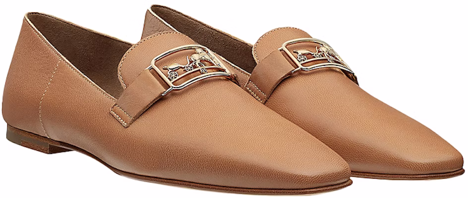 (W) 爱马仕Time系列金属羊皮乐福鞋棕色 H191257Z-F3 Lookbook (W) 爱马仕Time系列金属羊皮乐福鞋棕色 H191257Z-F3