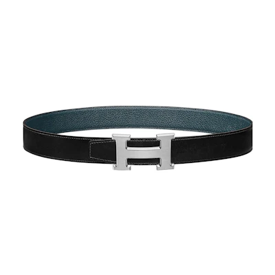 (Women) HERMES Togo Black Leather Belt with Smooth Buckle for Women - 3.2cm Wide H064544CB86-H073967CAAD095