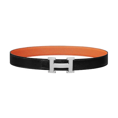 (Women) HERMES Togo Leather Belt Black 3.2cm with Smooth Buckle & Letter Engraving H064540CK05-H073967CAAE100