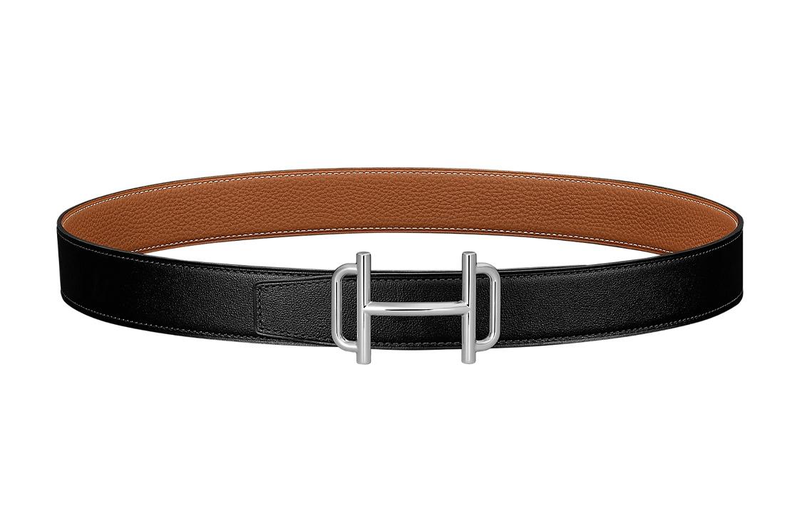 (Women) HERMES Togo Leather Reversible Belt Black/Brown  3.2cm Classic Casual H075371CK05-H073967CAAA085