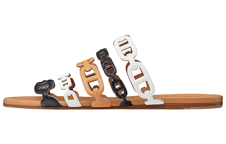 Buy (W) Sandal Jepit Datar Hermes Trail Chain 'Putih Hitam Coklat' 'Thalassa' H191104Z-A3