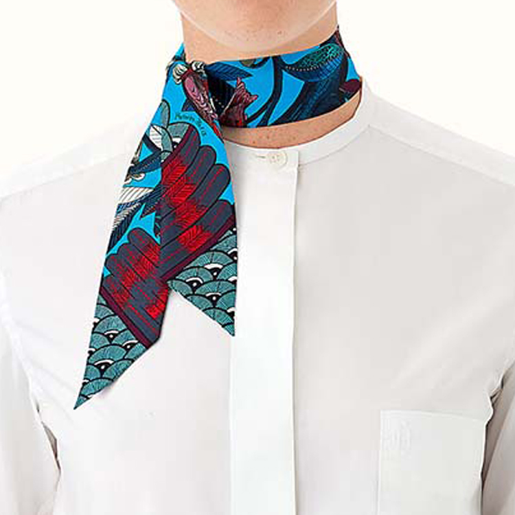 (Women) HERMES Tree of Song Twilly Scarf Ribbon for Women - Blue H063224S-08 圖 4