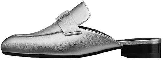 (Women) HERMES Trocadero Metallic Goatskin Slide Sandals Silver H192208Z 52 (Women) HERMES Trocadero Metallic Goatskin Slide Sandals Silver H192208Z 52
