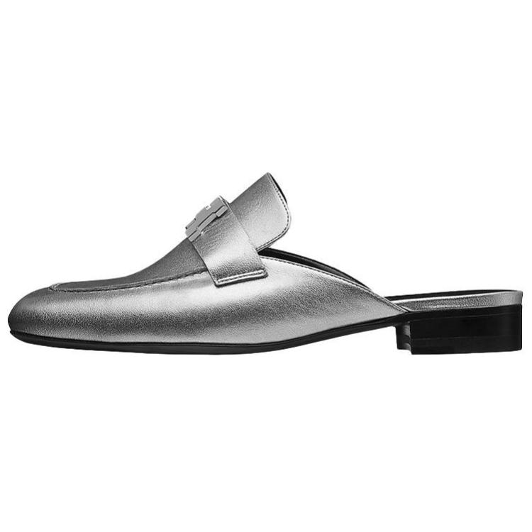 (Women) HERMES Trocadero Nappa Slipper 'Silver' H191093Z-52