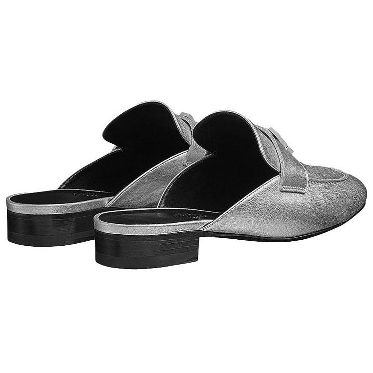 (W) HERMES Trocadero Nappa Slipper 'Silver' 圖 4