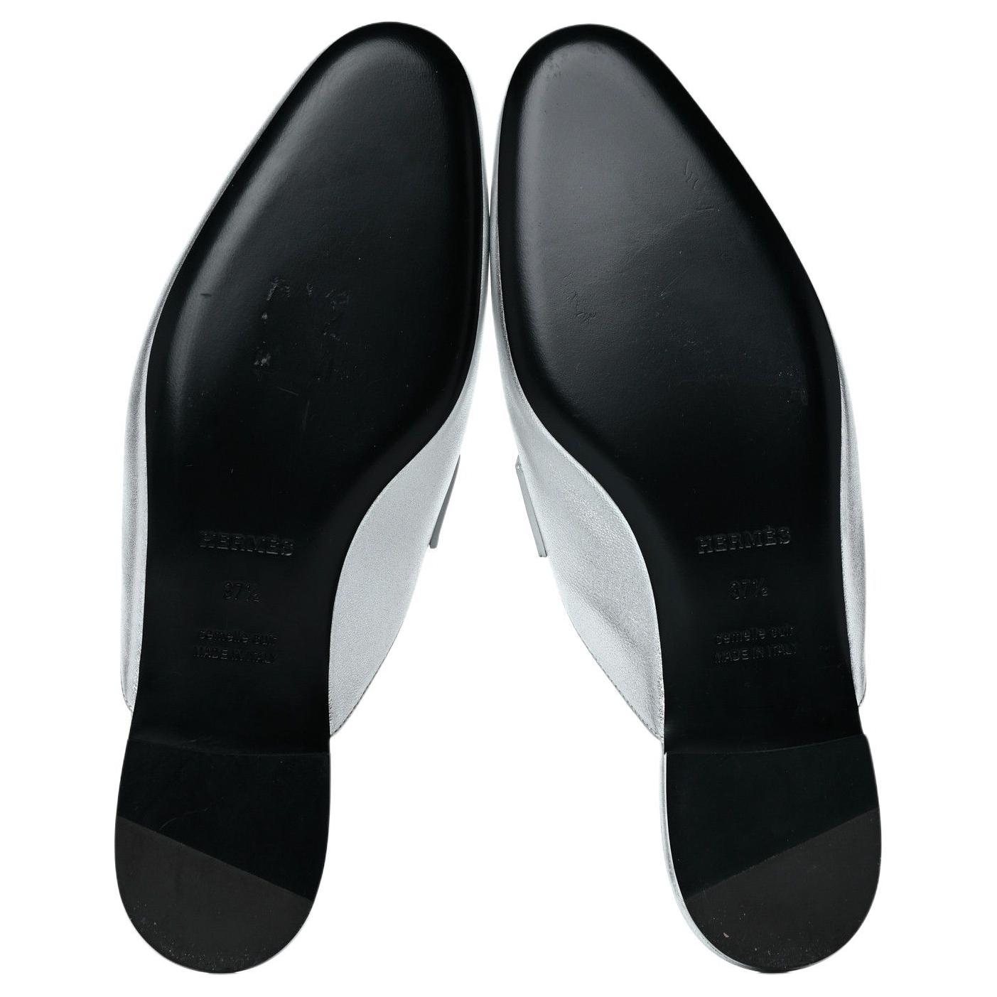 (W) HERMES Trocadero Nappa Slipper 'Silver' 圖 5