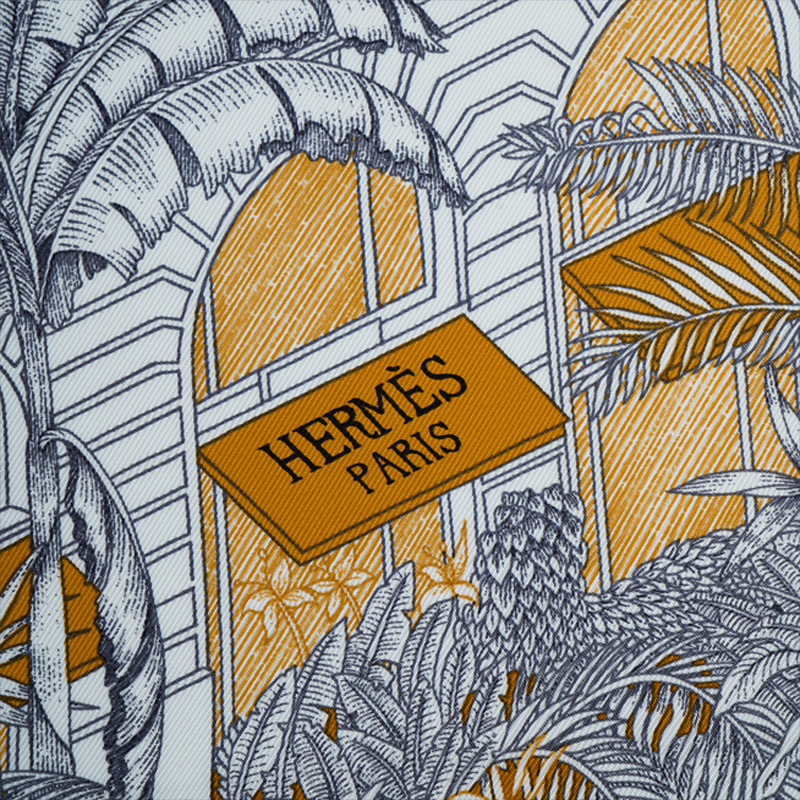 (Women) HERMES Tropical Jungle Silk Scarf for Women - Dark Brown/White/Caramel. H003602S-08 圖 4