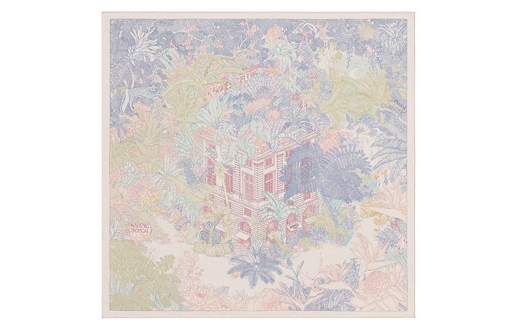 (Women) HERMES Tropical Jungle Silk Scarf Pink for Women. H003602S-01