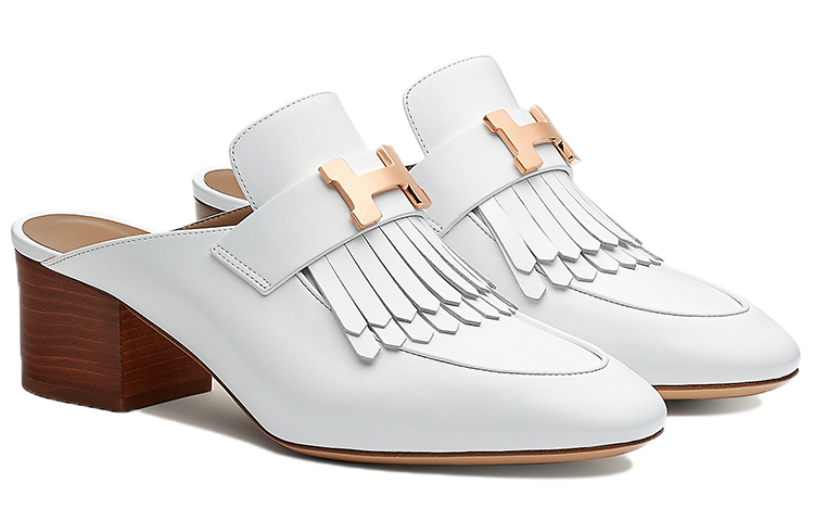 Shop (W) HERMÈS Tuileries Mule ''Cuir Blanc'' H212088Z-90