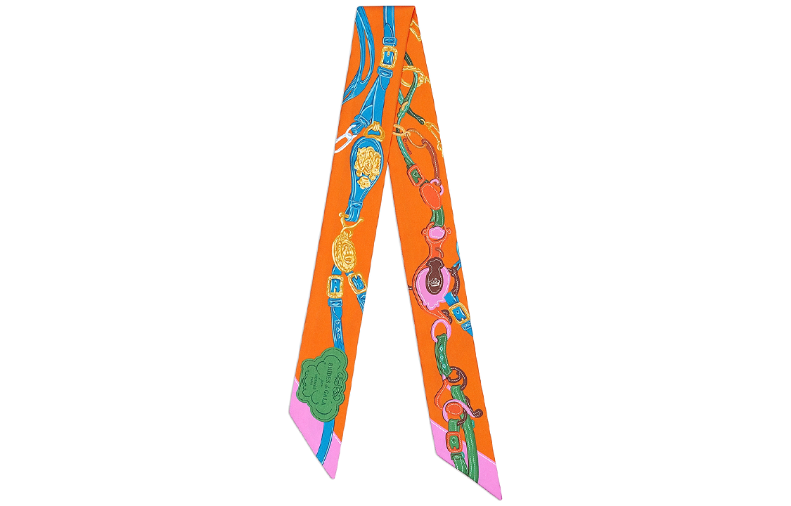 (Women) HERMES Twill Silk Scarf with Pattern Print for Women - Orange. H063940S03 圖 2