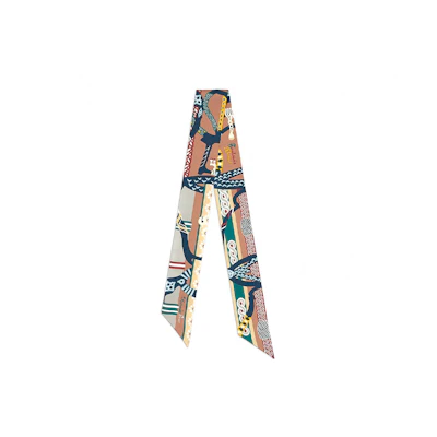 (Women) HERMES Twilly Fashion Printed Silk Scarf Mors de Fantaisie 22 H063921S 32