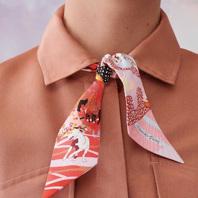 (Women) HERMES Twilly Scarf - Liberty City Design Silk Scarf H063911S 03 Lookbook (Women) HERMES Twilly Scarf - Liberty City Design Silk Scarf H063911S 03