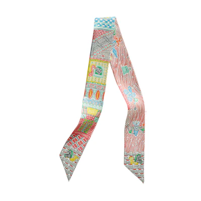 (Women) HERMES Twilly Scarf "Silk Scarf Adventure" Multicolor H064011S 01