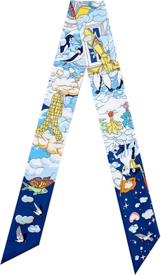(Women) HERMES Twilly Scarf Blue - Cloud-Inspired Silk Design. H063900S 15 Lookbook (Women) HERMES Twilly Scarf Blue - Cloud-Inspired Silk Design. H063900S 15