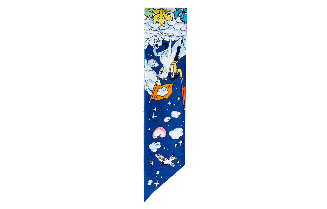 Purchase (Women) HERMES Twilly  Scarf Blue - Cloud-Inspired Silk Design. H063900S 15