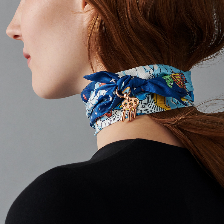 Details for (Women) HERMES Twilly  Scarf Blue - Cloud-Inspired Silk Design. H063900S 15