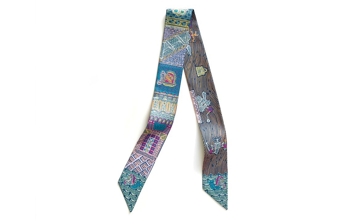 (Women) HERMES Twilly  Scarf Blue Explorer Edition Silk Scarf. H064011S 03 圖 2