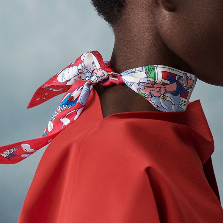 (Women) HERMES Twilly  Scarf Red - My Celestial Variations Design. H063900Sv08 圖 3