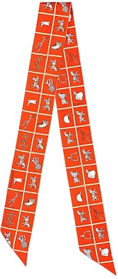 (Women) HERMES Twilly Scarf Vermilion Red Equestrian Design. H061356S 10 Buy (Women) HERMES Twilly Scarf Vermilion Red Equestrian Design. H061356S 10