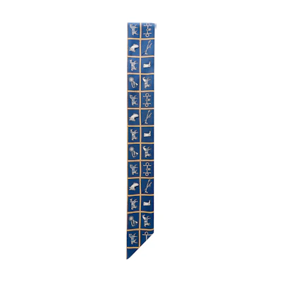 (Women) HERMES Twilly Blue Scarf - Horse Harness Design. H061356S-22