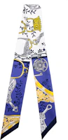 (Women) HERMES Twilly Blue White Stirrup Mix Silk Scarf H063502S-11 (Women) HERMES Twilly Blue White Stirrup Mix Silk Scarf H063502S-11