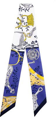 (W) HERMES Twilly Biru Putih Stirrup Mix Selendang Sutera H063502S-11 Order (W) HERMES Twilly Biru Putih Stirrup Mix Selendang Sutera H063502S-11