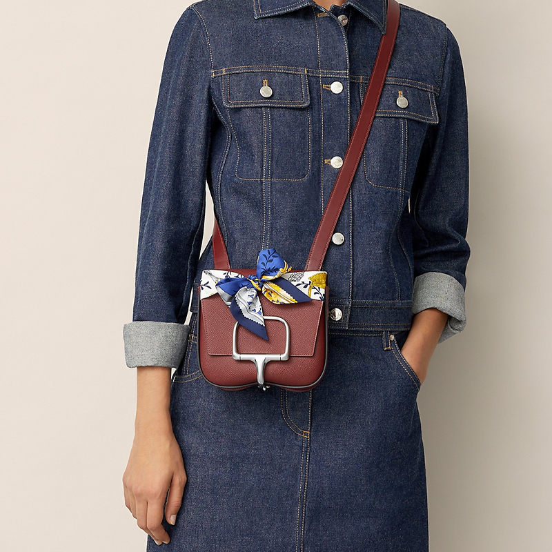 Shop (W) HERMES Twilly Biru Putih Stirrup Mix Selendang Sutera H063502S-11